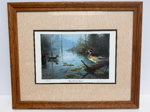 lot 299 image: Excellent Framed Signed Limited Edition LES KOUBA Print - Wood Duck Pond - 7162500