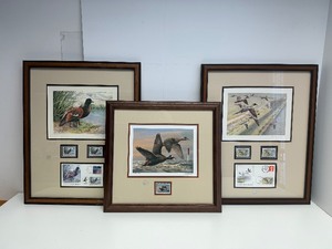 lot 300 image: 3 Framed Signed Numbered Wildlife Duck Stamp Prints