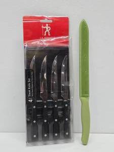 lot 335 image: Brand New JA HENCKELS Steak Knife Set &amp Pampered Chef Knife