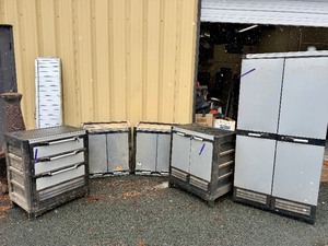 lot 342 image: Group of HUSKY Stacking Garage Cabinets