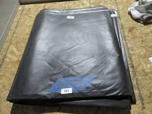 lot 101 image: NEW Vinyl Tarp Remnant - 8 x 55  Black  White Vinyl tarp - 7 oz. Lightweight Duty
