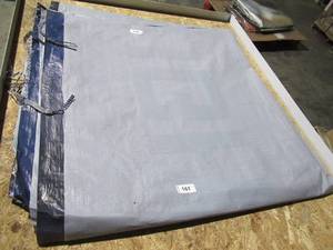 lot 161 image: 10 x 22 5 oz. Black PE Tarp w Advertisement  Reused Billboard  5 mil Lightweight Duty - A Grade