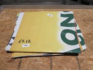 lot 194 image: 6 x 12 7 oz. Black Vinyl Tarp w Advertisement  Reused Billboard  7 mil Lightweight Duty