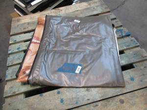 lot 210 image: 12 x 16 18 oz. Black Vinyl Tarp w Advertisement  Reused Billboard  15 mil Heavyweight Duty - A Grade