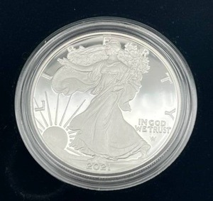 lot 7 image: U.S. Mint 2021-S American Eagle One Ounce Silver Proof Coin w COA
