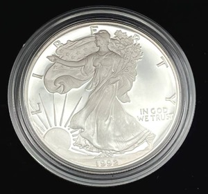 lot 15 image: U.S. Mint 1992-S American Eagle One Ounce Silver Proof Coin w COA