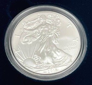lot 18 image: U.S. Mint 2018-W American Eagle One Ounce Silver Proof Coin w COA
