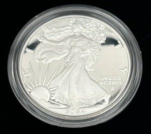 lot 24 image: U.S. Mint 2024-W American Eagle One Ounce Silver Uncirculated Coin w COA