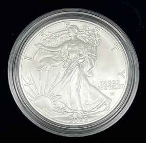 lot 30 image: U.S. Mint 2022-W American Eagle One Ounce Silver Uncirculated Coin w COA