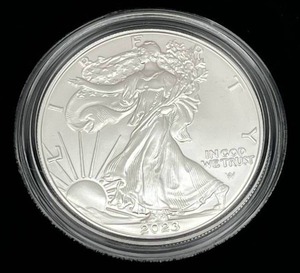 lot 34 image: U.S. Mint 2023-W American Eagle One Ounce Silver Uncirculated Coin w COA