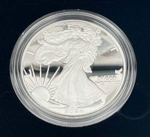 lot 36 image: U.S. Mint 2024-W American Eagle One Ounce Silver Proof Coin w COA