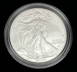 lot 39 image: U.S. Mint 2023-W American Eagle One Ounce Silver Uncirculated Coin w COA