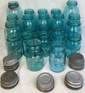 lot 93 image: Collection of Blue Ball Canning Jars - 24 jars