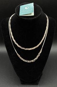 lot 169 image: Sterling Silver .925 Braided Herringbone Chain Necklaces