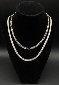 lot 168 image: Sterling Silver .925 Italy Herringbone Chain 20  and Mariner Link 16 Chain Necklaces