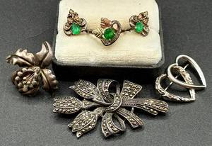lot 167 image: Black Hills Gold Earrings & Ring plus 3 Sterling Silver Pins