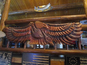 lot 66 image: Large Carved Wood Eagle 77X24x3
