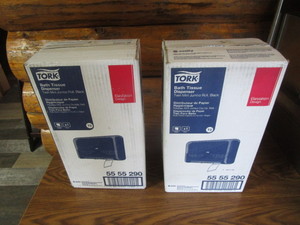 lot 147 image: Tork Dual Toilet Paper Dispensers
