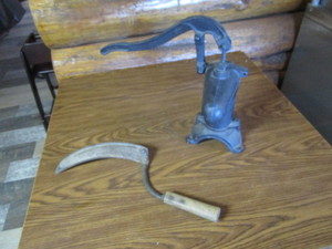 lot 234 image: Hand Scythe & Water Pump