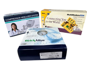 lot 44 image: NEW Drive Compressor Nebulizer System, Welch Allyn Durashock Sphygmomanometer, and MultiTech Systems MultiModem ZDX Compact Desktop Modem