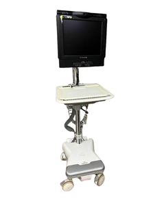 lot 72 image: Humanscale Healthcare Medical Point Of Care Standing Desk With Monitor - Specialized Height Adjustment, Optimizes Ergonomics and Workspace Posture - Untested