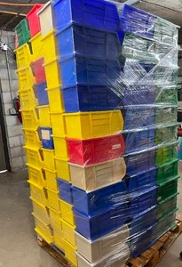 lot 1A image: MSRP $1500 Massive Lot 150 Hanging &amp Stackable Akro-Mils AkroBins&nbsp Most Stacks Bin Size 30-240 (15x 8x7)&nbspEach heavy-duty bin&nbspholds up to 60 pounds,&nbspcorrosion-proof &amp unaffected by weak acids &amp alkalis - Very Clean