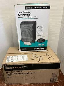 lot 80 image: Multifold Paper Towels and Dispenser