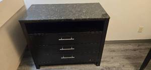lot 13 image: Huge Three-Drawer Cupboard with Heavy-Duty Granite Tile (Dimensions 40L x 20W x 33H)
