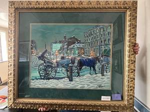 lot 1 image: Framed Serigraph Place Jacques Cartier by Littorio Del Signore 37.5x43.5 with Certificate