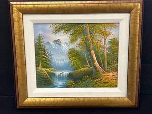 lot 2 image: M. Scott Framed Oil Painting Tranquility 13x14.75 Landscape