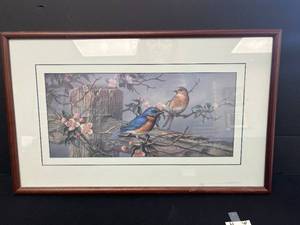 lot 4 image: Framed Charles Frace Signed Bird Print 24x15 Limited Edition