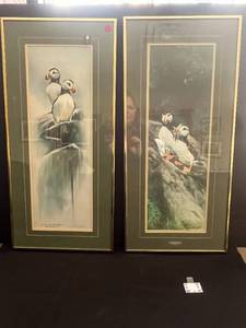 lot 10 image: Pair of Annette Hartzell Limited Edition Puffin Art Prints, Signed and Numbered