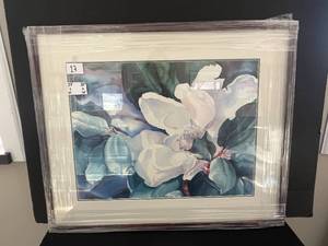 lot 13 image: Vernon Framed Floral Artwork 27x32 Inches