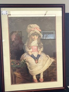 lot 15 image: Framed Print of the Painting Cherry Ripe by Sir John Everett Millais - Popular Ad for Pears Soap 36x27 Inches