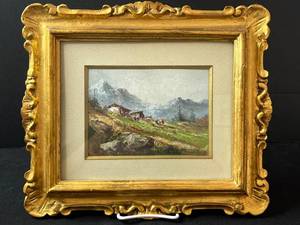 lot 24 image: VTG Framed Vintage Oil Painting of Mountain Landscape Signed