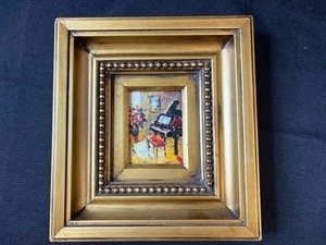 lot 26 image: Miniature Oil Painting Music Room in Ornate Gold Frame - 9 x 8
