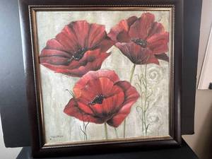 lot 29 image: Framed Floral Artwork by Rion Withaar 29x29 Inches