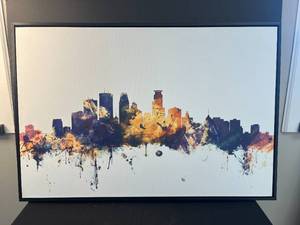 lot 39 image: Framed Canvas Art with Colorful City Skyline