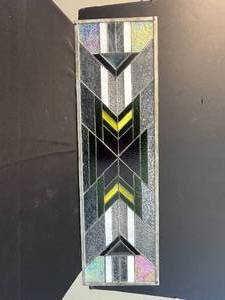 lot 40 image: 36 Inch Rectangular Geometric Stained Glass Panel