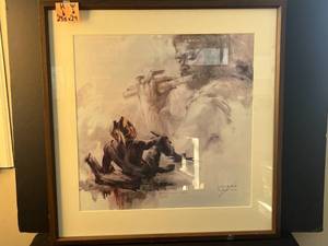lot 43 image: Lenore Beran Signed Limited Edition Collector Print Flutist Dream Framed 29.5x29