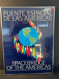 lot 49 image: Framed 1986 Spacebridge of the Americas Event Poster 24x18 Inch