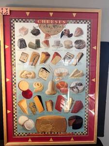 lot 53 image: Framed Cheeses of the World Poster 41x29 Inches by John Harrisson