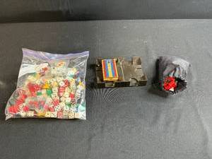 lot 106 image: Assorted Board Game Dice, Cribbage Board, and Game Tokens Lot