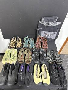 lot 121 image: Mixed Lot of Womens Shoes and Sandals SZ 9 with Backpack