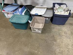 lot 159 image: Assorted Storage Totes and Latching Plastic Bins Lot