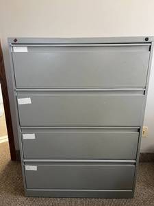 lot 166 image: 4-Drawer Lateral File Cabinet, 36 Inch Wide Metal Office Storage