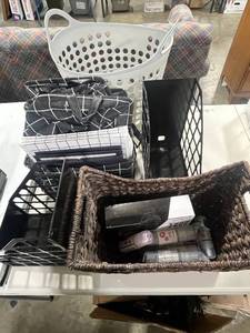 lot 187 image: Assorted Office Ink Bottles, Storage Baskets, and Organizer Set