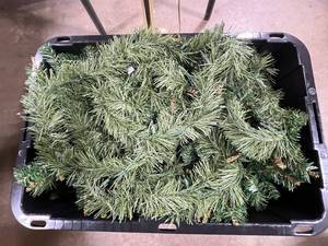lot 196 image: Artificial Pine Garland with Lights in Storage Tote