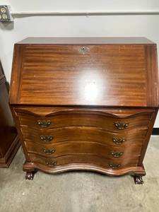lot 205A image: Antique Wooden Secretary Desk with Key