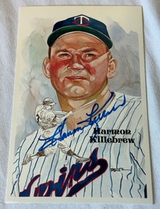 lot 7A image: Harmon Killebrew Autographed 1985 Perez Steele Limited Edition 10,000 Post Card Minnesota Twins Baseball